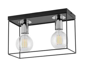 Plafon loftowy klatka VOX 2 czarno-srebrny SIGMA LIGHTING 40699